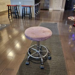 Purple Chrome Small Rolling Stool Seat Adjustable Height