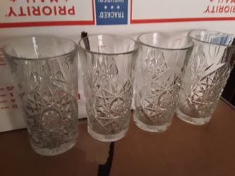 5 Beautiful Vintage Highball Iced Teas Crystal Clear Glasses 20oz Heavy Weight Excellent Coyo