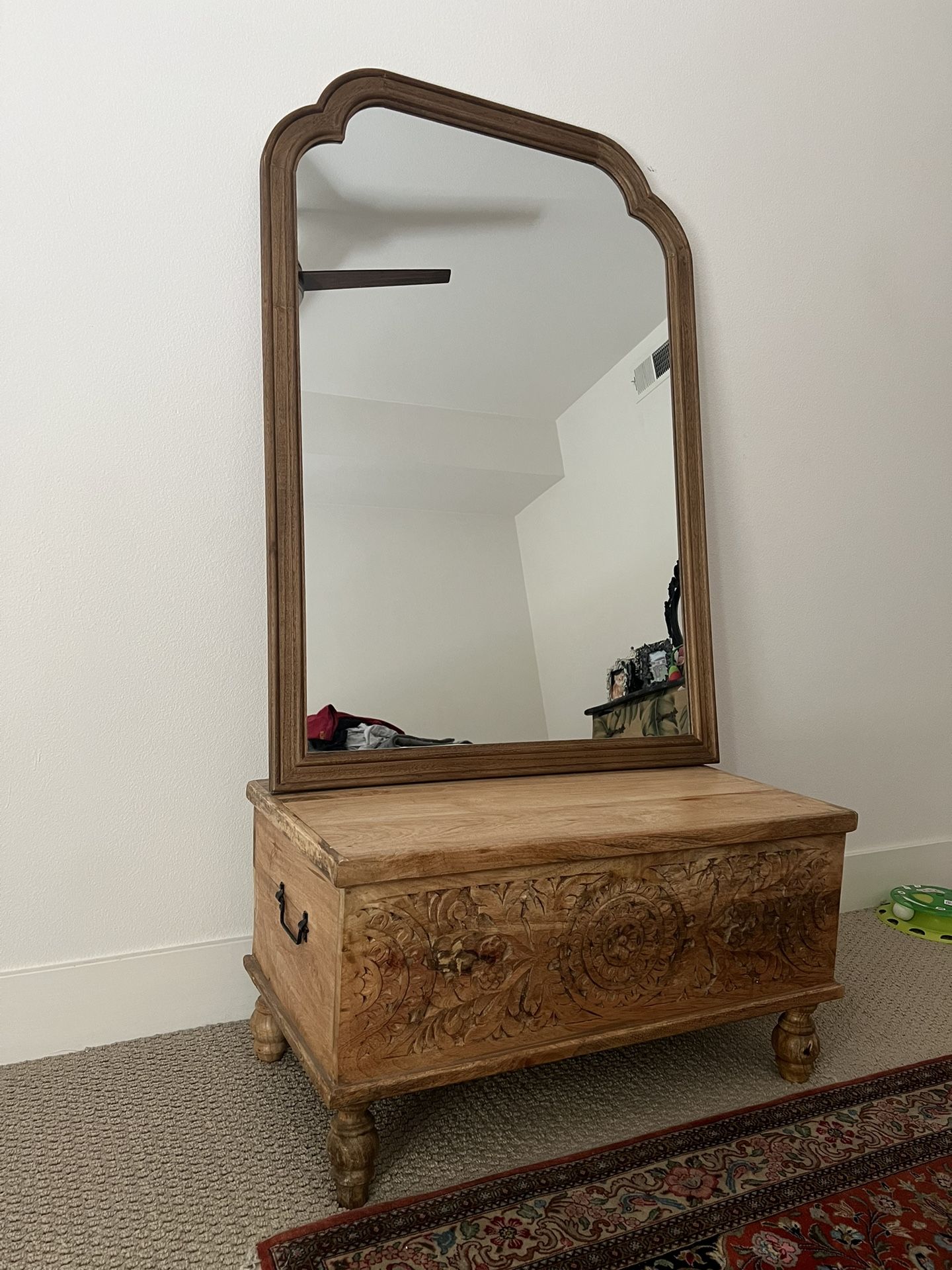 Wooden Chest And Mirror 