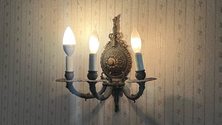 Pair of Vintage Brass 3-Light Wall Sconce