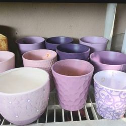 Ceramic House Plant Pots Pink Purple