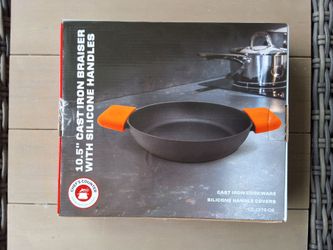 10.5 cast iron braiser with silicone handles