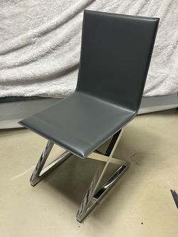 Set of 4 Z-Gallery Modern Gray Faux Leather Dining Chairs with Chrome X-Base