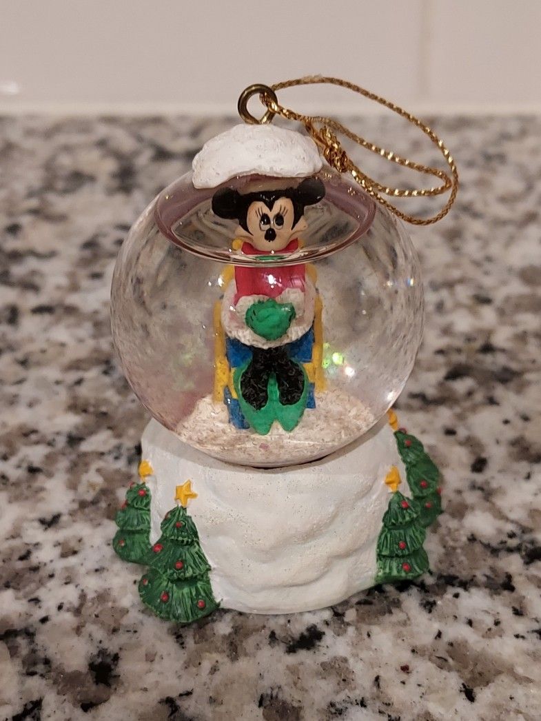Disney Minnie Mouse Santa Snowglobe Ornament - Never Displayed - New In Box