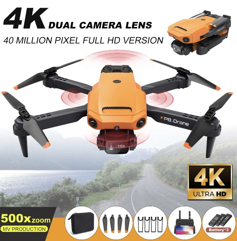 4K GPS WiFi RC Drones Quadcopter HD Dual Camera Selfie FPV Foldable 3 Batteries