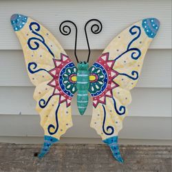 Colorful Metal Butterfly Wall Hanging, Patio Decor, Yard Art 