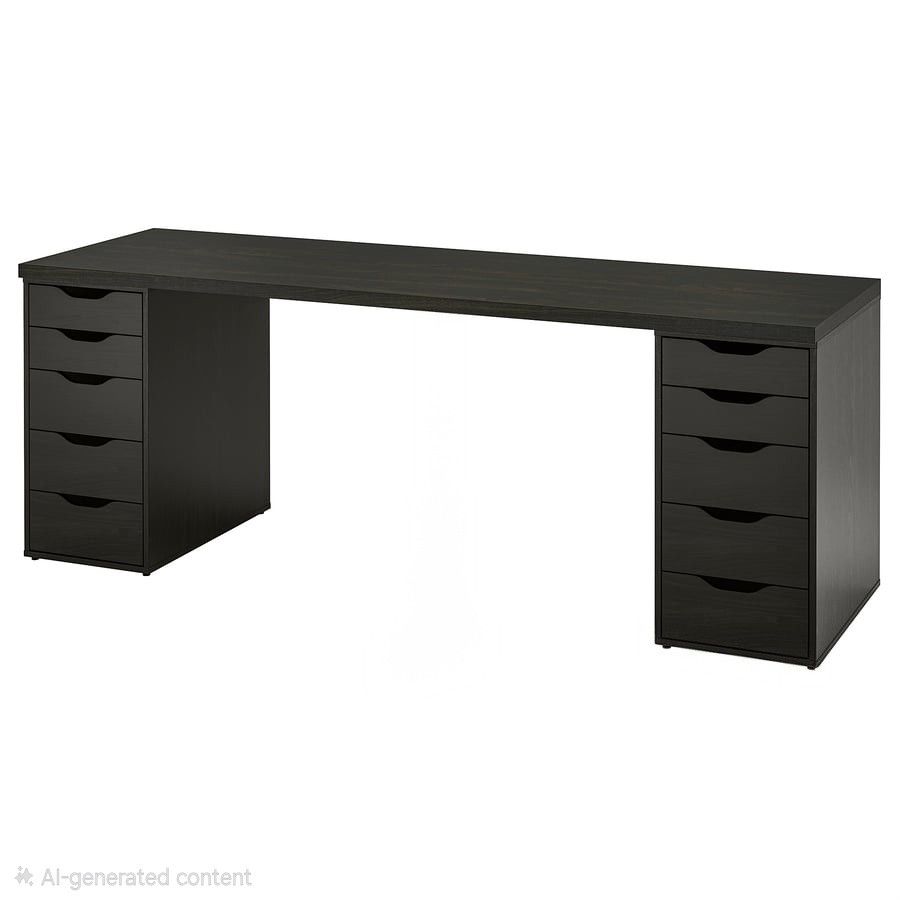 Long Desk With Drawers 