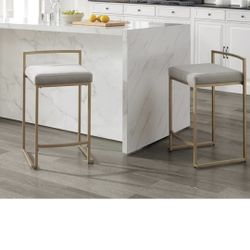 Crosley Furniture Harlowe Upholstered Seat Counter Height Bar Stools Set of 2, Kitchen and Dining,