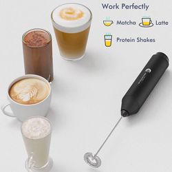 Electric Milk Frother Handheld, Battery Operated Whisk Beater Foam Maker for Coffee, Cappuccino, Latte, Matcha, Hot Chocolate, Mini Drink Mixer, No St