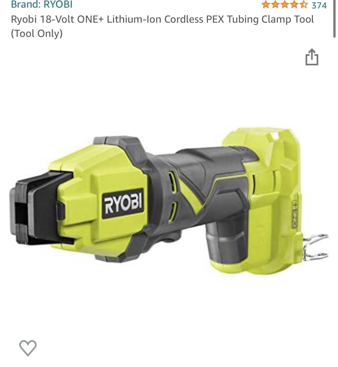 Ryobi 18- Volt One Cordless Plex Tubing Clamp Tool 