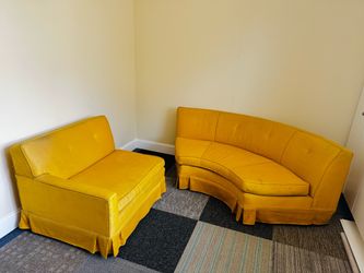 Vintage Yellow Sectional Sofa Set