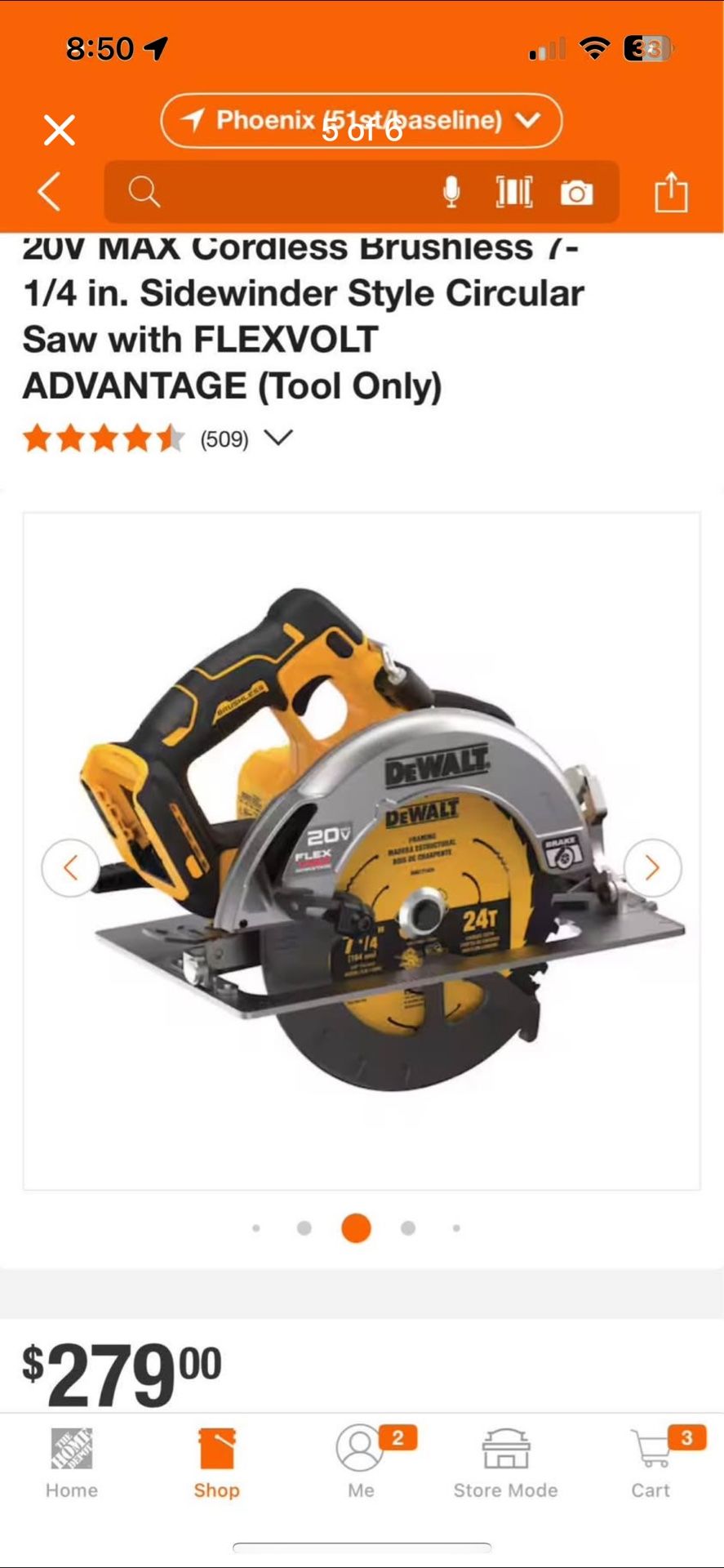 DEWALT 20V MAX Cordless Brushless 7-1/4 in. Sidewinder Style Circular Saw with FLEXVOLT ADVANTAGE (Tool Only)