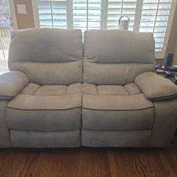 Tan Double Electric Reclining Couch