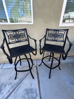 🔥Set of 2 Cast Iron Swivel Bar Stools
