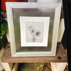 Silver Framed Picture With Flower Print