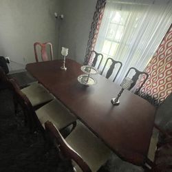 Solid Cherry Colored Dining Room Set