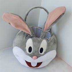 Looney Tunes BUGS BUNNY PLUSH BASKET Easter Halloween Candy Bag Stuffed Animal

