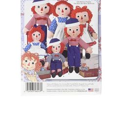 Simplicity Patterns New Raggedy Ann & Andy Doll 15 inch & Clothes Pattern Sewing Fabric Toys General & 26 & 36 inch dolls