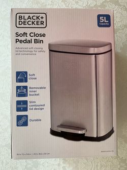 BLACK + DECKER 5L SOFT CLOSE PEDAL BIN -NEW