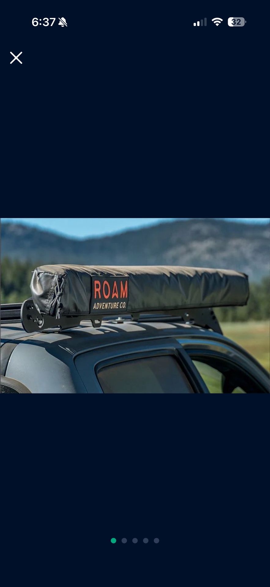 Roam Adventure 6.5’ Rooftop Awning – Black