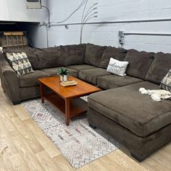 Brown Storage Sectional Couch (Delivery Available)