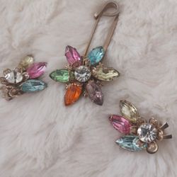 Vintage Pin With Earrings
