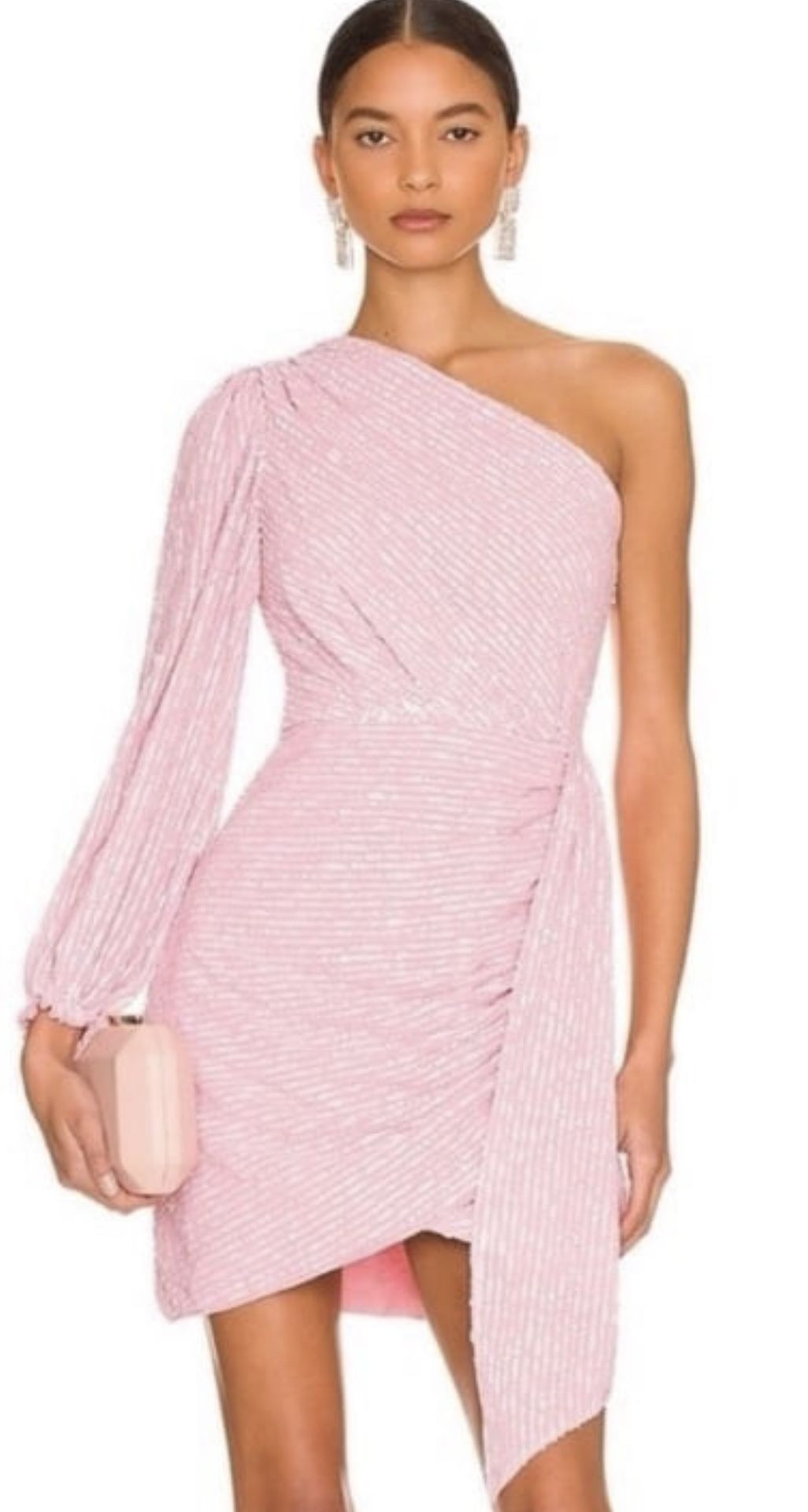 SAYLOR Pink Sequin One-Shoulder Bodycon Dress