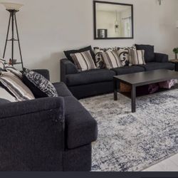 Two Pair Of - Navy Blue Couch And Sofa 
