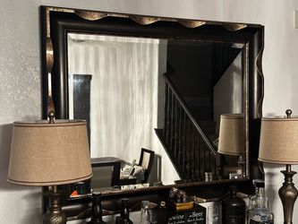 Large Wall Mirror with Dark Brown and Gold Frame