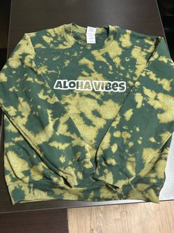 Aloha Vibes Tie Dye Men’s Size Medium Long Sleeve Sweater Crew Neck 100% Cotton