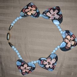 Vintage Signed Pottery Heart Necklace