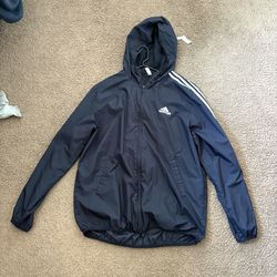 Adidas Essentials 3-Stripes Windbreaker Jacket.