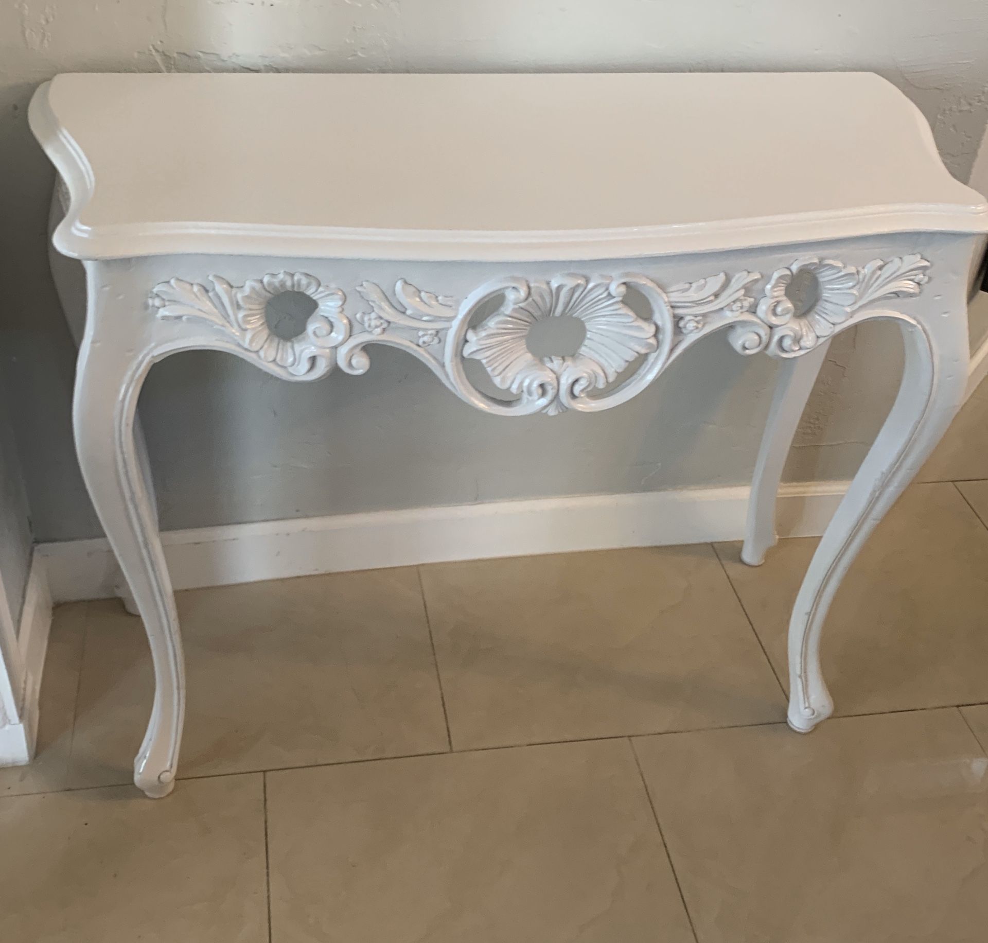 White Wood Console Table