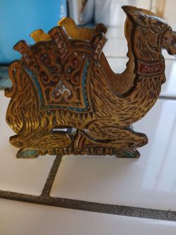 Jerusalem Camel Brass Enamel Figurine