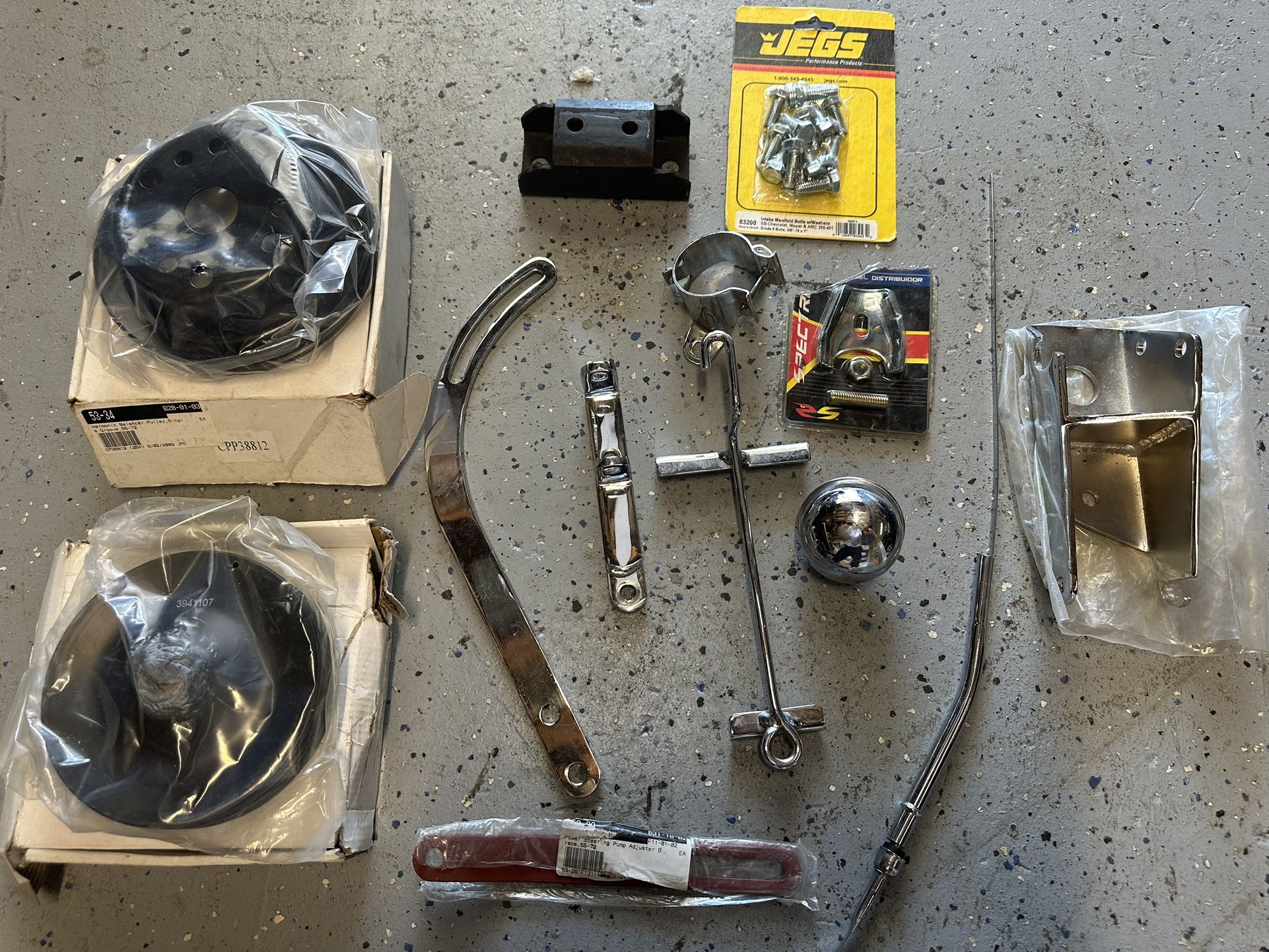Miscellaneous Chrome Chevy Accessory Parts.