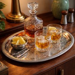 West Germany 1950s Ornate Silverplate Serving Tray, 14x10.5”