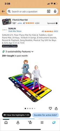 New in box 6ft floor piano mat for kids