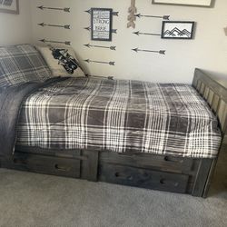  Wood Twin Bed Frame  With Drawers