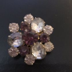 Purple, Clear And White Stone Brooch