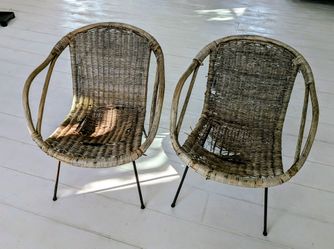 Two Vintage Rattan  Chairs - in need of repair