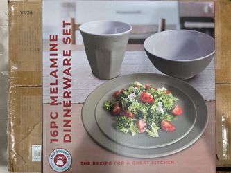 Chef's Counter 16-Piece Melamine Dinnerware Set