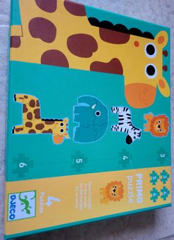DJECO Animals Progressive Jigsaw Puzzle Toddler Kids Large Pieces