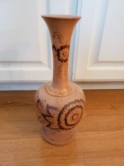 13" solid wood vase.