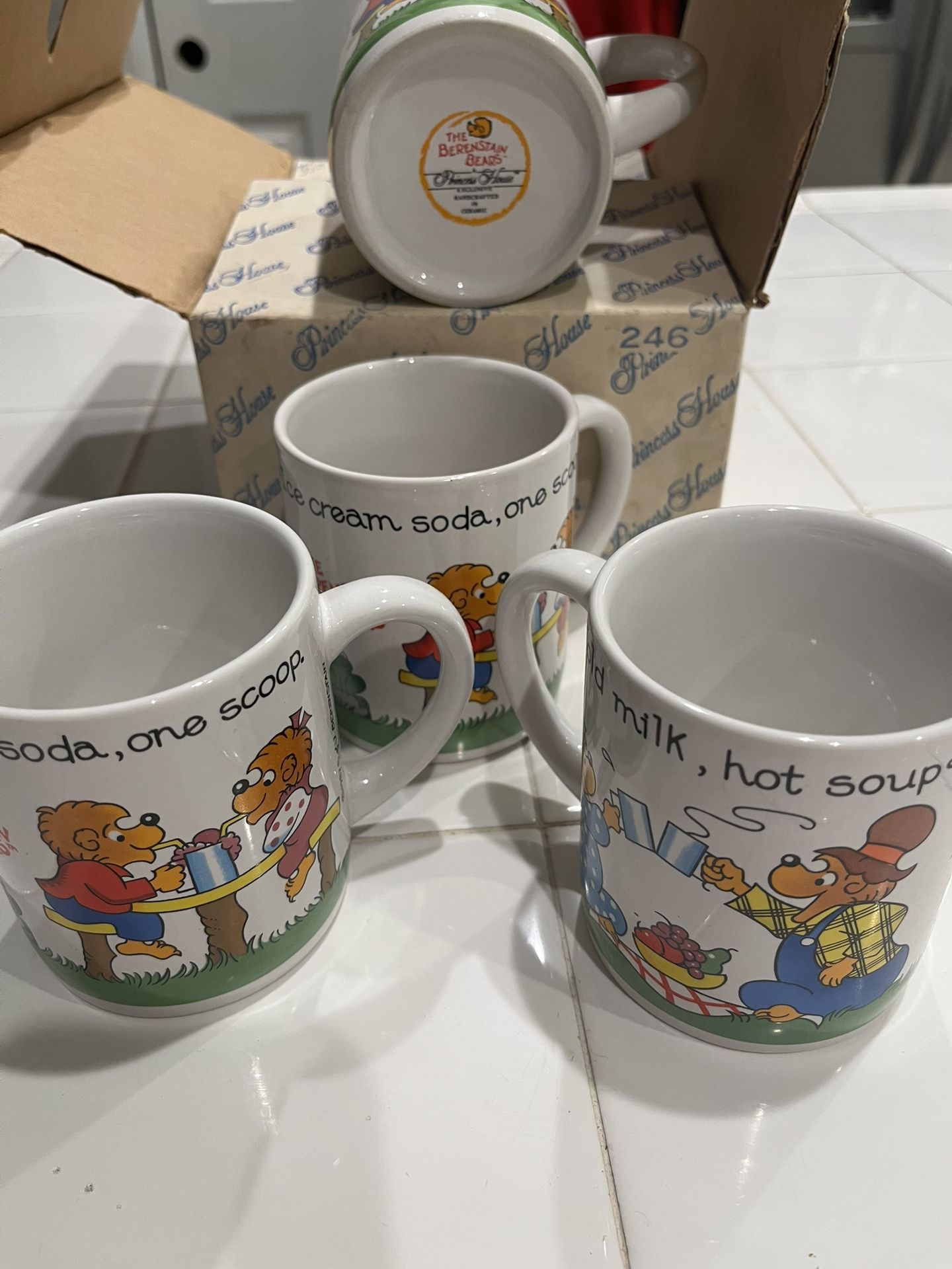 4 Vintage Bernstein Bears Princess House Mugs 