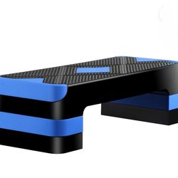 26.5" Aerobic Step Platform Adjustable Exercise Workout Stepper w/4 Risers, Blue