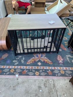 Dog Crate Furniture Table with Wood Top