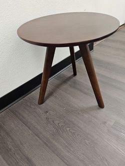 NEW Round Solid Wood Accent Table – Dark Brown – $15