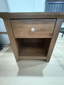Wooden Nightstand with Drawer and Shelf