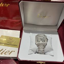 Iced Out Cartier Santos VVS Luxury Watch