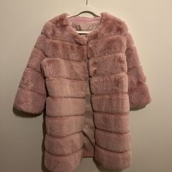 Pink Faux Fur Coat  (Medium) 